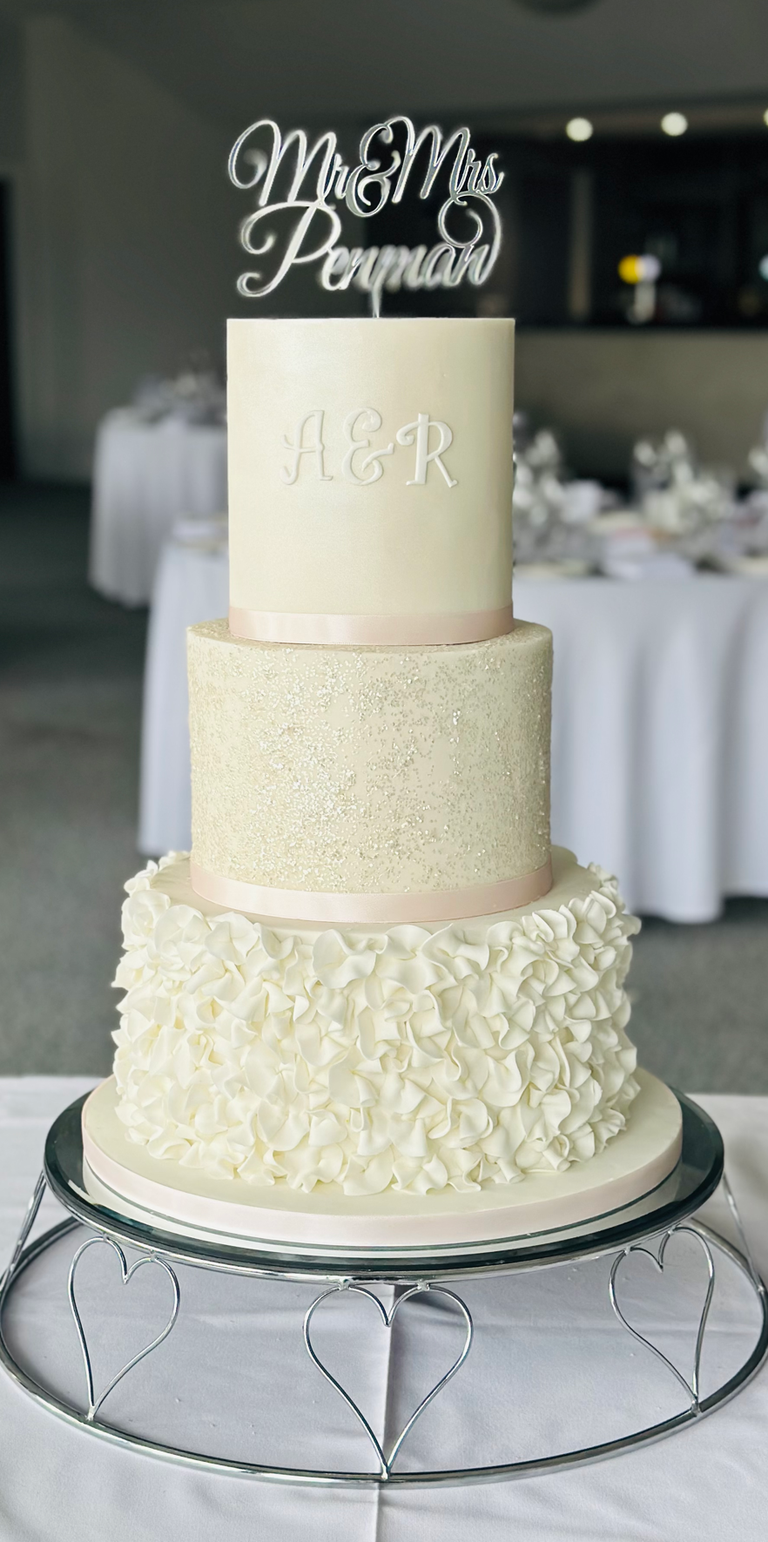 SLT Bakery white wedding cake